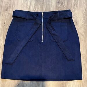 Express Navy Blue Velvet Skirt